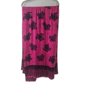 Aloha Sarong Beach Coverup Sea Turtle Hot Pink 66" x 44"